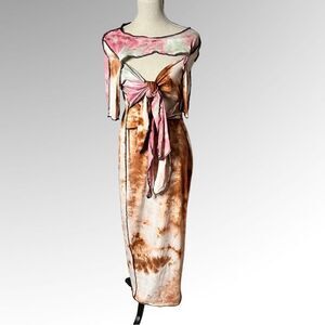The Curve L.A. Tye Dye Key Hole Tie Front Maxi Dress Size 3X